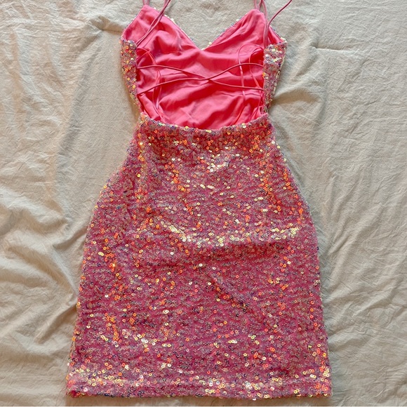 like new windsor pink dance floor diva sequin mini dress - Picture 5 of 6
